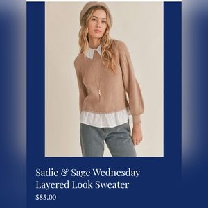Sadie and Sage Wednesday Layered Sweater in Small Beige/White Brand New W/ Tags